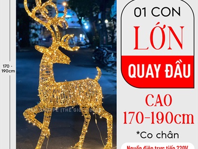 [ORDER 5-10 ngày] Mô hình tuần lộc thép quấn đèn Led dây bố kim tuyến vàng Gold cỡ lớn [Dáng đẹp - tỉ mỉ] TCV-TLOC-05