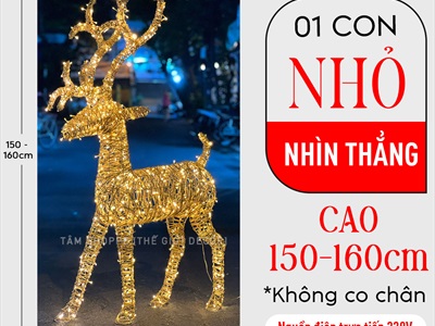 [ORDER 5-10 ngày] Mô hình tuần lộc thép quấn đèn Led dây bố kim tuyến vàng Gold cỡ lớn [Dáng đẹp - tỉ mỉ] TCV-TLOC-05