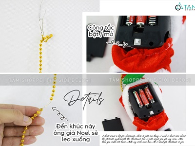 Ông già Noel điện tử đu dây lên xuống có nhạc ONGGIANOEL-03