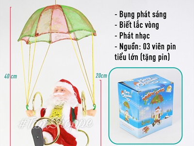 Ông già Noel điện tử lắc vòng nhảy dù có nhạc ONGGIANOEL-01