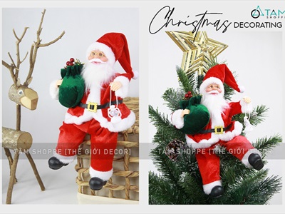 Ông già Noel vải kiểu ngồi 5 màu C30cm ONGGIANOEL-05