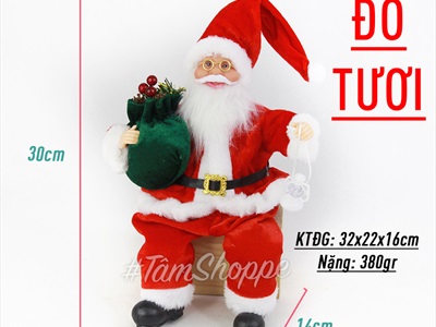Ông già Noel vải kiểu ngồi 5 màu C30cm ONGGIANOEL-05