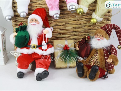 Ông già Noel vải kiểu ngồi 5 màu C30cm ONGGIANOEL-05