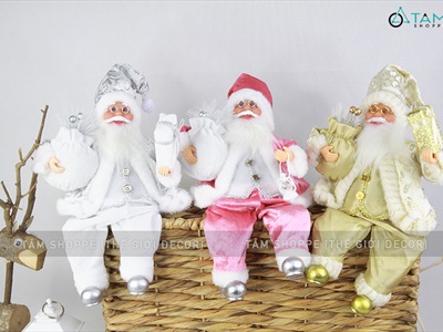 Ông già Noel vải kiểu ngồi 5 màu C30cm ONGGIANOEL-05