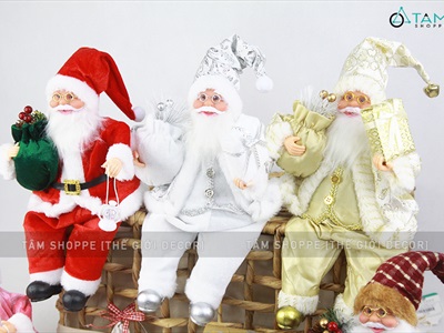 Ông già Noel vải kiểu ngồi 5 màu C30cm ONGGIANOEL-05