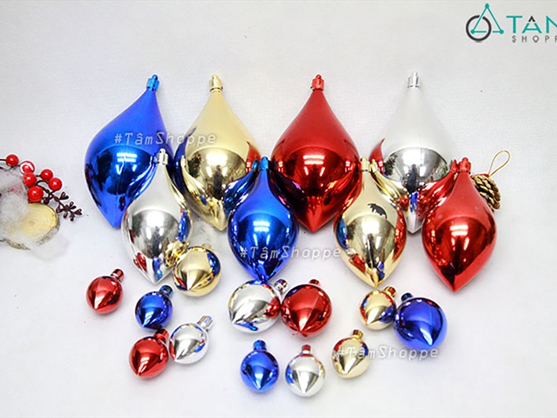 Trái châu Noel búp đèn đủ màu, đủ cỡ [Dài 3-8cm - Bóng đẹp] TRAICHAU-35