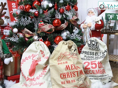 Túi đựng quà ông già Noel vải bố cỡ lớn 50x70cm TUIDUNG-03