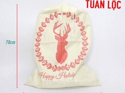 Túi đựng quà ông già Noel vải bố cỡ lớn 50x70cm TUIDUNG-03