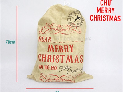 Túi đựng quà ông già Noel vải bố cỡ lớn 50x70cm TUIDUNG-03