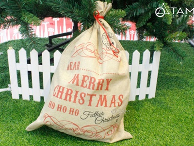 Túi đựng quà ông già Noel vải bố cỡ lớn 50x70cm TUIDUNG-03
