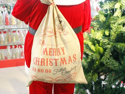 Túi đựng quà ông già Noel vải bố cỡ lớn 50x70cm TUIDUNG-03