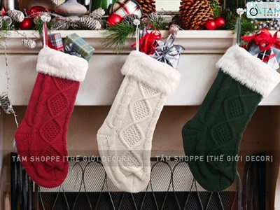 Vớ tất Noel bằng len trơn màu D50cm VOTAT-X-04