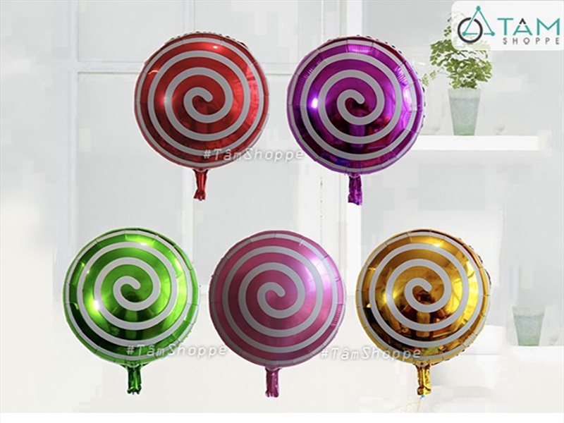 Bong bóng kiếng hình kẹo mút xoáy vòng tròn ĐK40cm BBK-KEO-02