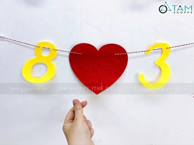 Dây banner chữ Happy Women's day 8/3 - 20/10 [Vải nỉ - Kèm dây] BANER-KHAC-01