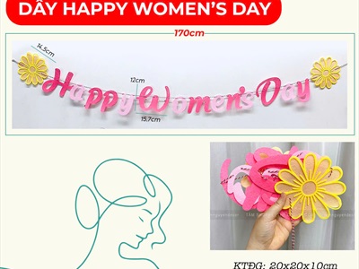 Dây banner chữ Happy Women's day 8/3 - 20/10 [Vải nỉ - Kèm dây] BANER-KHAC-01