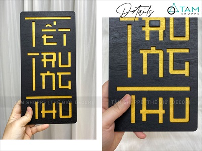 Bộ chữ Trung thu cách điệu 2 lớp chữ nhật đứng [30x15cm - 2 lớp] CHUGO-14