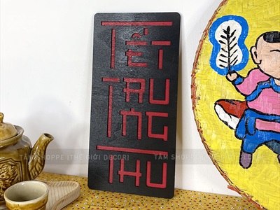 Bộ chữ Trung thu cách điệu 2 lớp chữ nhật đứng [30x15cm - 2 lớp] CHUGO-14