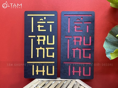Bộ chữ Trung thu cách điệu 2 lớp chữ nhật đứng [30x15cm - 2 lớp] CHUGO-14
