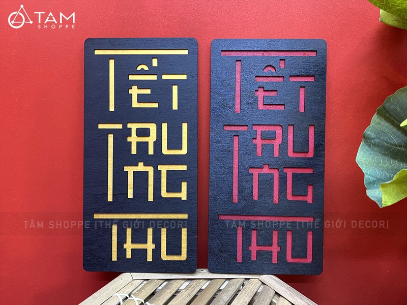 Bộ chữ Trung thu cách điệu 2 lớp chữ nhật đứng [30x15cm - 2 lớp] CHUGO-14