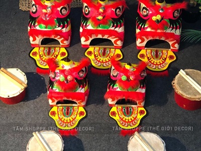 Đầu lân trang trí cỡ nhỏ & trung ĐK 20-25cm DAULAN-01