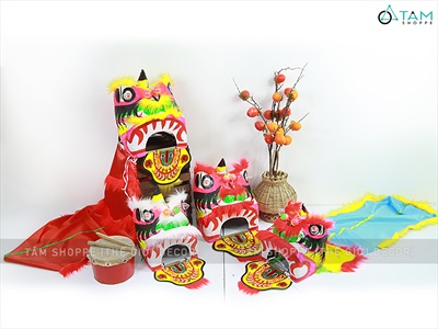 Đầu lân trang trí cỡ nhỏ & trung ĐK 20-25cm DAULAN-01