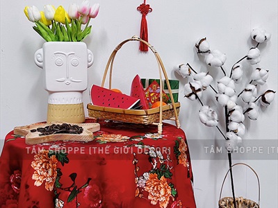 Dây treo Trung thu - Tết đoàn viên gỗ vuông cát tường PKT-TET-02