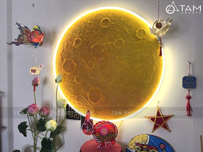 [ORDER 3-5 NGÀY] Đèn mặt trăng phẳng vân nổi 2D decor nhiều cỡ [Dạng treo - Sáng đẹp] MATTRANG-02