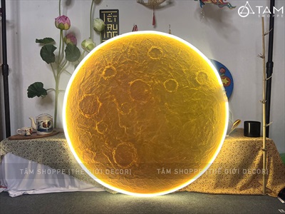 [ORDER 3-5 NGÀY] Đèn mặt trăng phẳng vân nổi 2D decor nhiều cỡ [Dạng treo - Sáng đẹp] MATTRANG-02