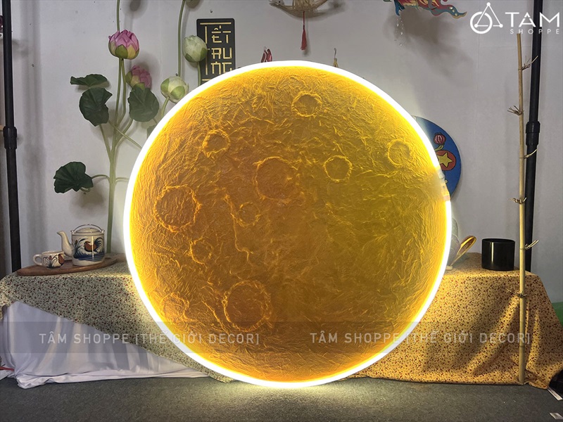 [ORDER 3-5 NGÀY] Đèn mặt trăng phẳng vân nổi 2D decor nhiều cỡ [Dạng treo - Sáng đẹp] MATTRANG-02