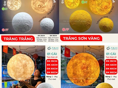 [ORDER 3-5 NGÀY] Đèn mặt trăng tròn 3D decor nhiều cỡ [Cứng cáp - Sáng đẹp] MATTRANG-01