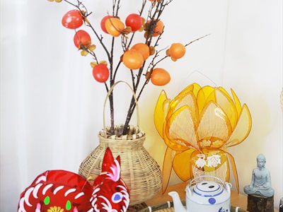 Lồng đèn hoa sen giấy kiếng 5 màu 2 cỡ LDEN-KIENG-02