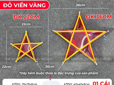 Lồng đèn ngôi sao không viền [Loại 01 - 3 màu 2 size] LDEN-KIENG-08