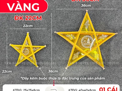 Lồng đèn ngôi sao không viền [Loại 01 - 3 màu 2 size] LDEN-KIENG-08