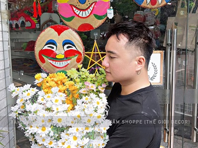Mẹt tre vẽ dân gian hình mặt cười ĐK30-35cm [Nét vẽ chuẩn - Nhiều kiểu chọn] METTRE-01