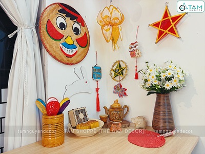 Mẹt tre vẽ dân gian hình mặt cười ĐK30-35cm [Nét vẽ chuẩn - Nhiều kiểu chọn] METTRE-01