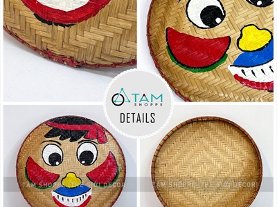 Mẹt tre vẽ dân gian hình mặt cười ĐK30-35cm [Nét vẽ chuẩn - Nhiều kiểu chọn] METTRE-01