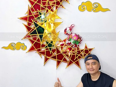 Set lồng đèn ông sao viền trăng khuyết 1m [2025 - Tâm Nguyễn Decor] CC-TRUNGTHU-2507