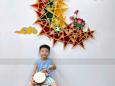 Set lồng đèn ông sao viền trăng khuyết 1m [2025 - Tâm Nguyễn Decor] CC-TRUNGTHU-2507