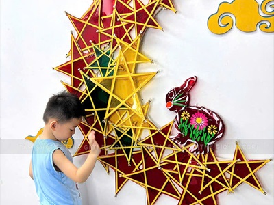 Set lồng đèn ông sao viền trăng khuyết 1m [2025 - Tâm Nguyễn Decor] CC-TRUNGTHU-2507