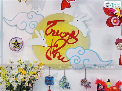 Mặt trăng, đám mây, con thỏ trang trí Trung thu bằng Formex 5li nhiều kiểu (tặng băng keo 2 mặt) FORM-TRTHU-01