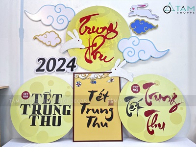 Mặt trăng, đám mây, con thỏ trang trí Trung thu bằng Formex 5li nhiều kiểu (tặng băng keo 2 mặt) FORM-TRTHU-01