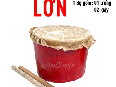 Trống múa lân cỡ nhỏ gỗ đỏ da thật (tiếng hay) ĐK17-20cm TRONG_01