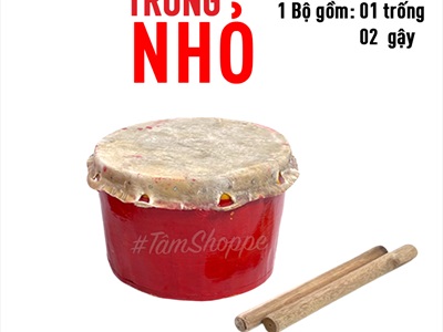 Trống múa lân cỡ nhỏ gỗ đỏ da thật (tiếng hay) ĐK17-20cm TRONG_01