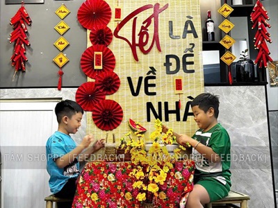 Bộ chữ gỗ Tết là để về nhà - Tết sum vầy [Chữ lớn - Cắt theo yêu cầu] CHUGO-12