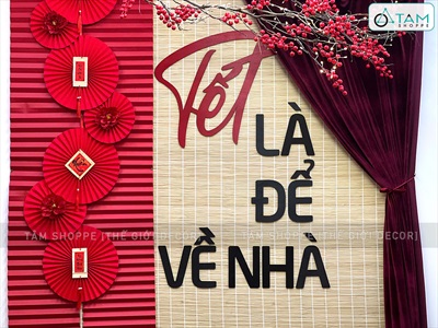 Bộ chữ gỗ Tết là để về nhà - Tết sum vầy [Chữ lớn - Cắt theo yêu cầu] CHUGO-12