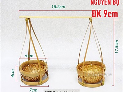 Bộ quang gánh tre nhỏ để bàn trang trí QUANGGANH-01