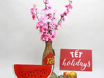 Cành hoa mai hoa đào 5 nhánh loại thường [Dài 95cm - 6 màu chọn] CANHHOA-08