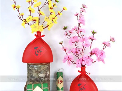 Cành hoa mai hoa đào 5 nhánh loại thường [Dài 95cm - 6 màu chọn] CANHHOA-08