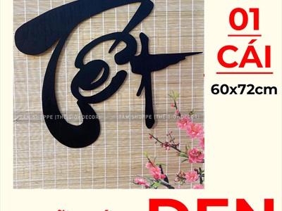 Chữ Tết thư pháp cỡ lớn bằng gỗ 60x72cm [Gỗ nhẹ - Màu sơn mờ] CHUGO-06