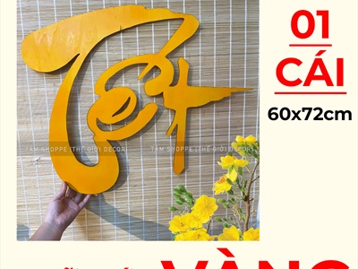 Chữ Tết thư pháp cỡ lớn bằng gỗ 60x72cm [Gỗ nhẹ - Màu sơn mờ] CHUGO-06